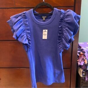 NWT Express Blue Short Sleeve Knit Top
